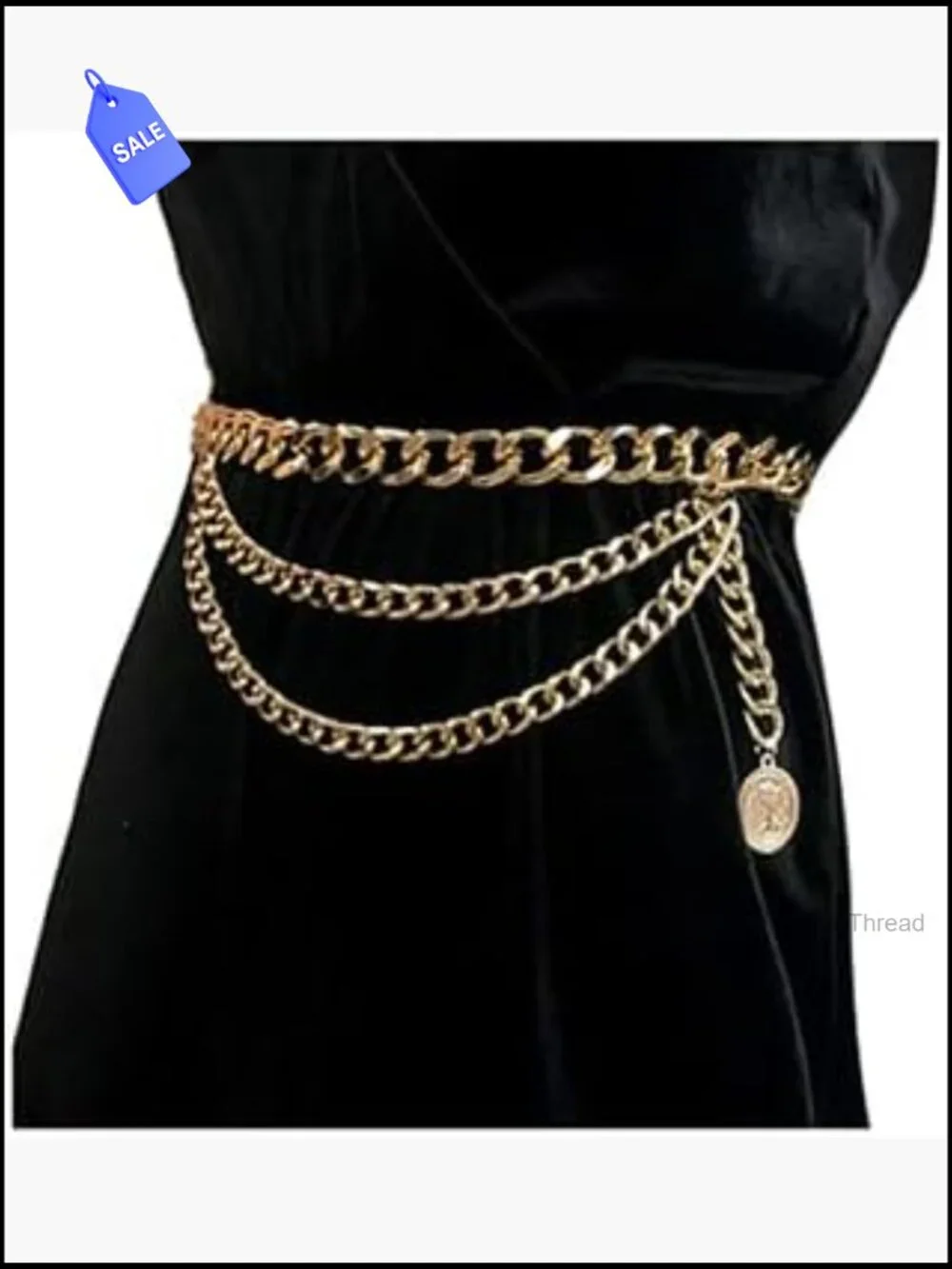 Bohemian Layered Waist Chain Belly Chain Belt with Coin Chunky Body Chain